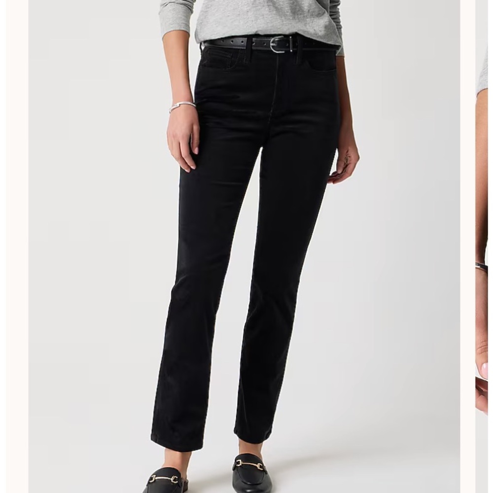 J. Crew Essential Velvet/Velour Black Straight Leg Pants, Size 25